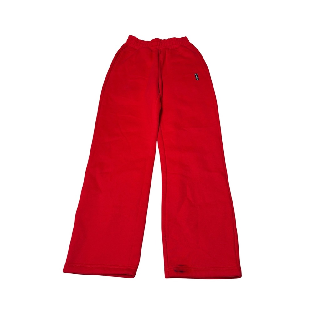 Comfrt Red Wide Leg Fleece Sweatpants Womens‎ XXS W22 L28 Elastic Waist Joggers